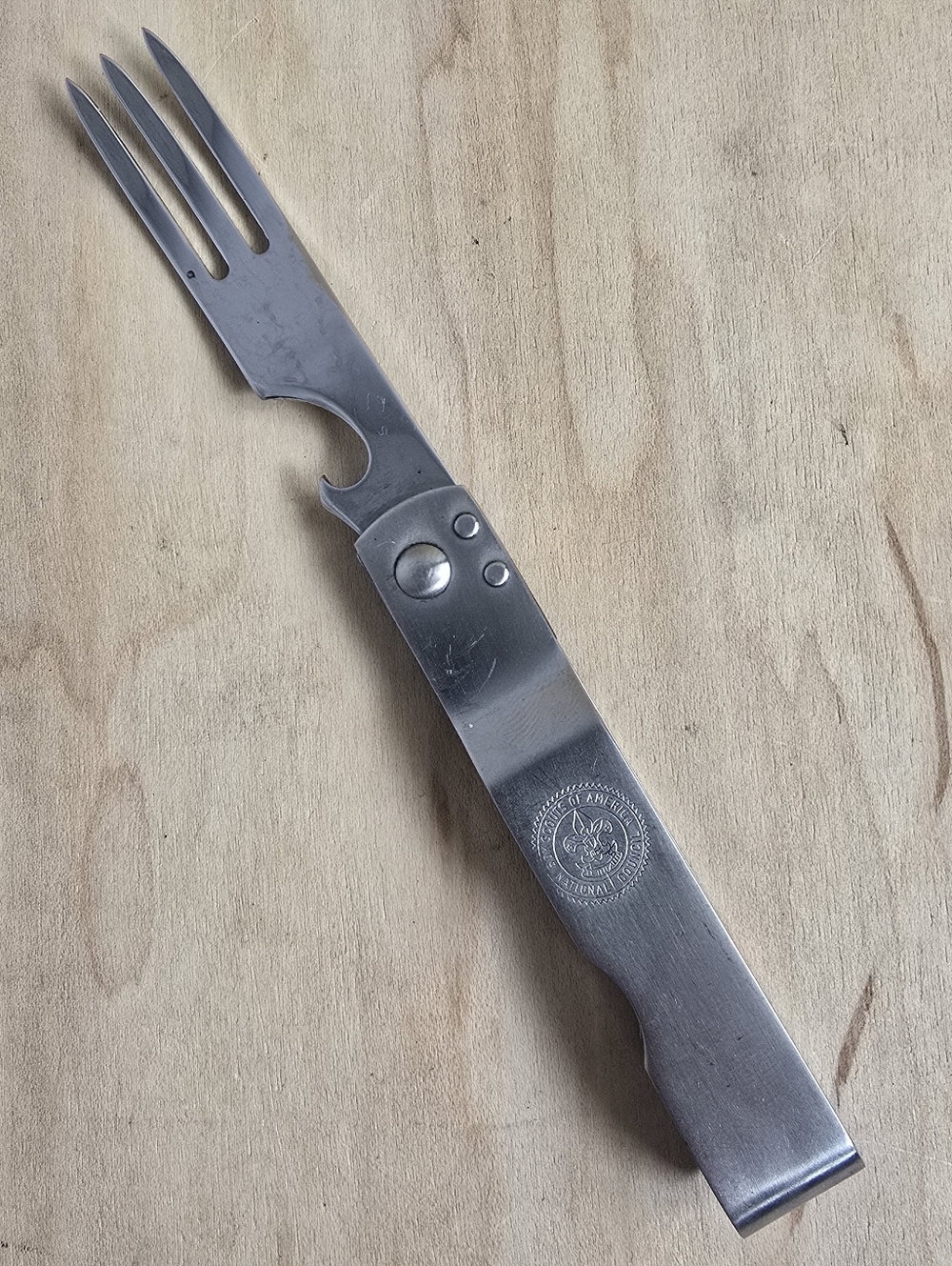 Vintage Boy Scouts of America Folding Fork Bottle Opener Stainless Patented